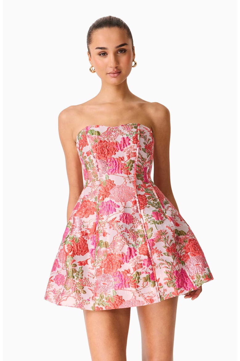 Floralie Floral Brocade Party Dress, Alternate, color, PINK FLORAL