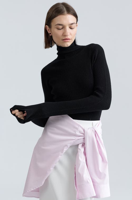 Almina Concept Slim Ribbed Turtleneck In Black