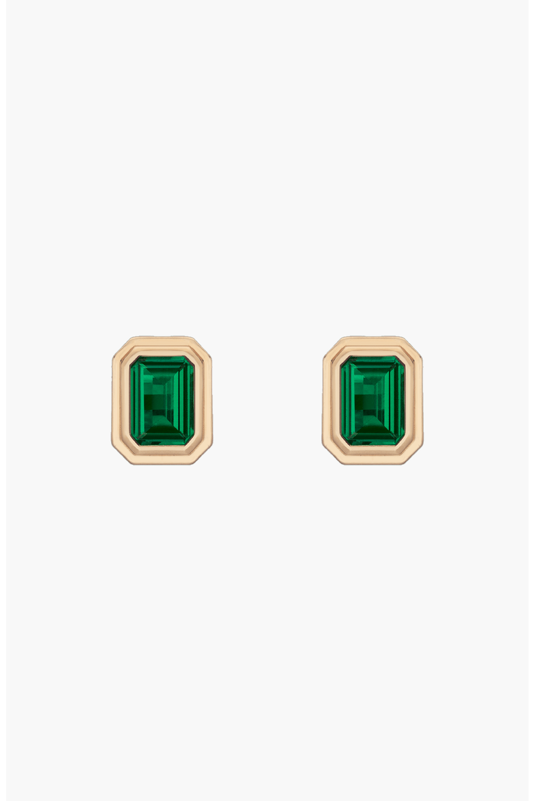 Lab Grown Emerald Heirloom Stud Earrings, Main, color, Yellow Gold Vermeil