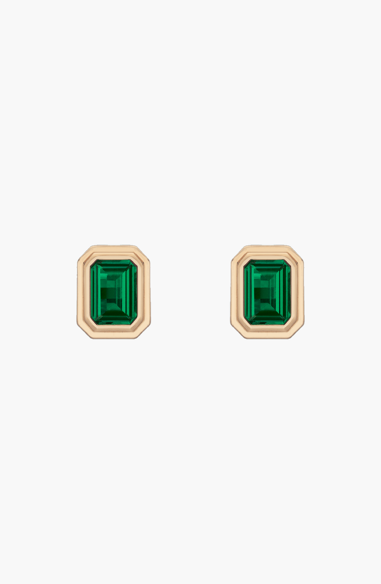 Aurate New York Lab Grown Emerald Heirloom Stud Earrings, Alternate, color, Green / Yellow