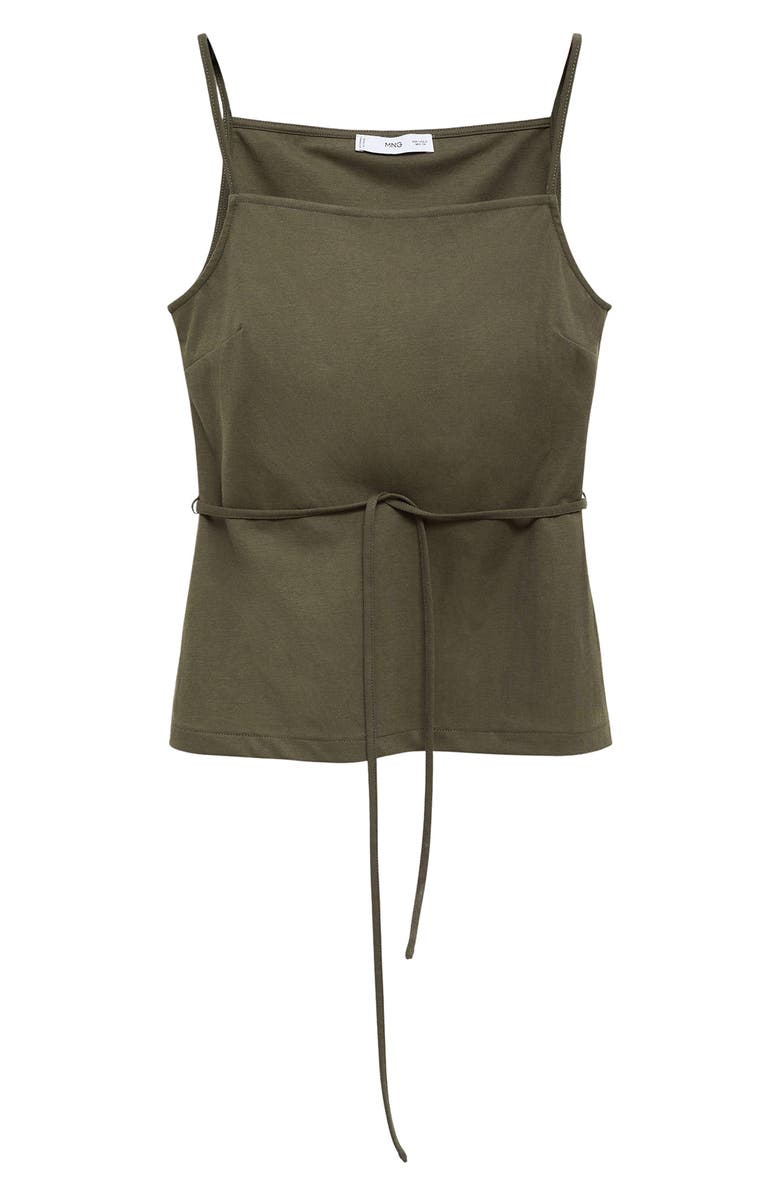 MANGO Waist Tie Camisole, Alternate, color, Khaki Green