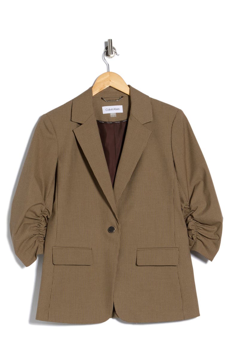 Calvin Klein Novelty Check Blazer, Alternate, color, Light Oak Leaf
