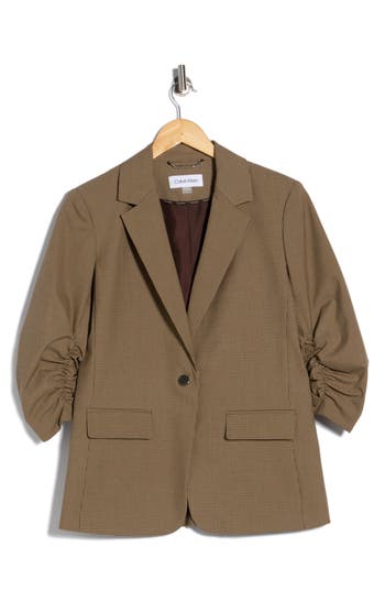 Calvin Klein Novelty Check Blazer In Brown