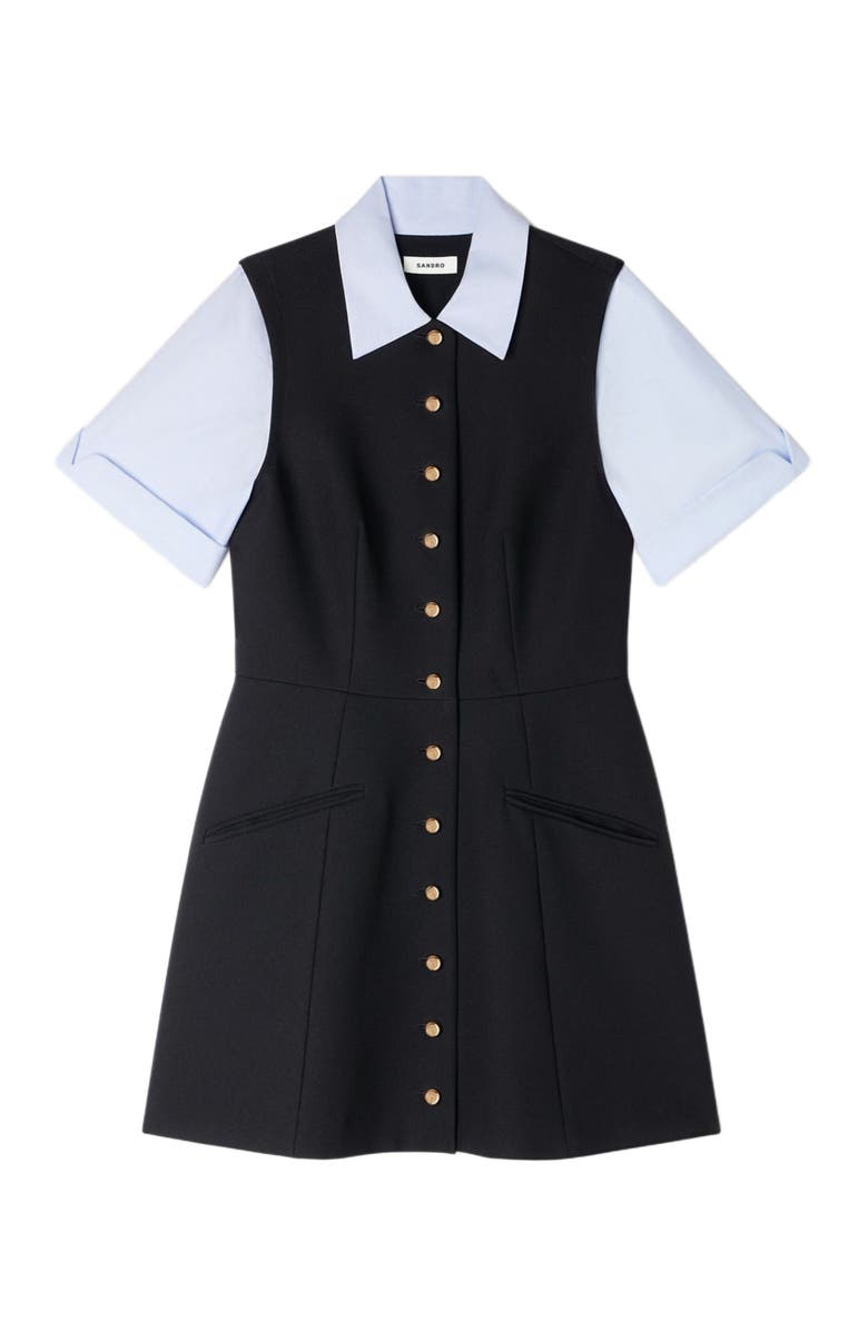 SANDRO 2-in-1 short dress, Main, color, Black
