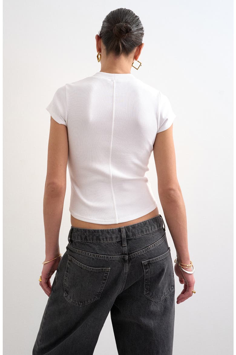 Rib Curved Hem Crop T-Shirt, Alternate, color, WHITE