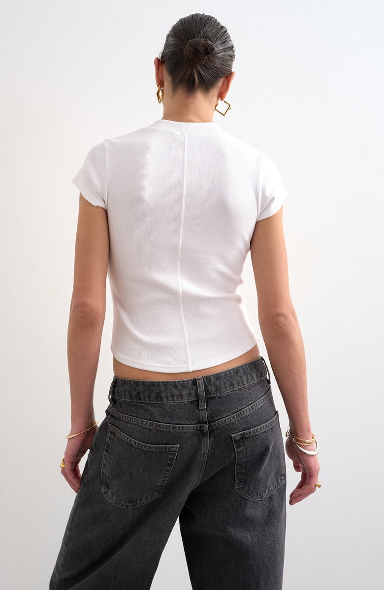 Topshop Rib Curved Hem Crop T-Shirt, Alternate, color, White