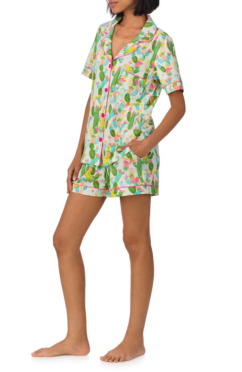 BedHead Pajamas Print Stretch Organic Cotton Jersey Short Pajamas, Alternate, color, Cactus Garden