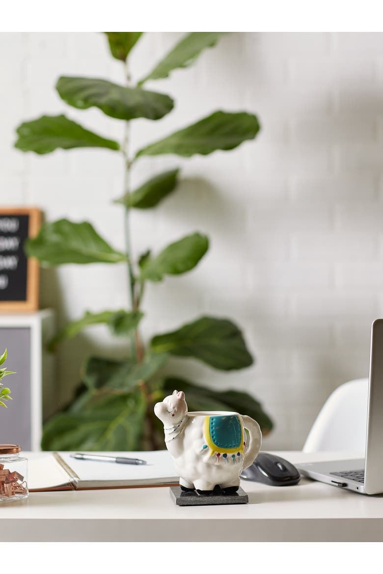 Llama Ceramic Mug Set/2, Alternate, color, White