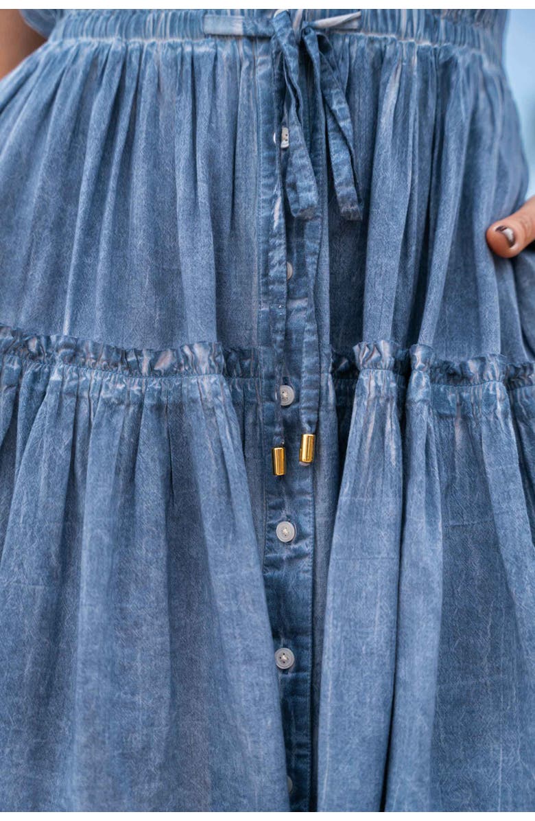 Change of Scenery Charlotte Stonewash Button-Front Denim-Look Shirtdress, Alternate, color, Stonewash