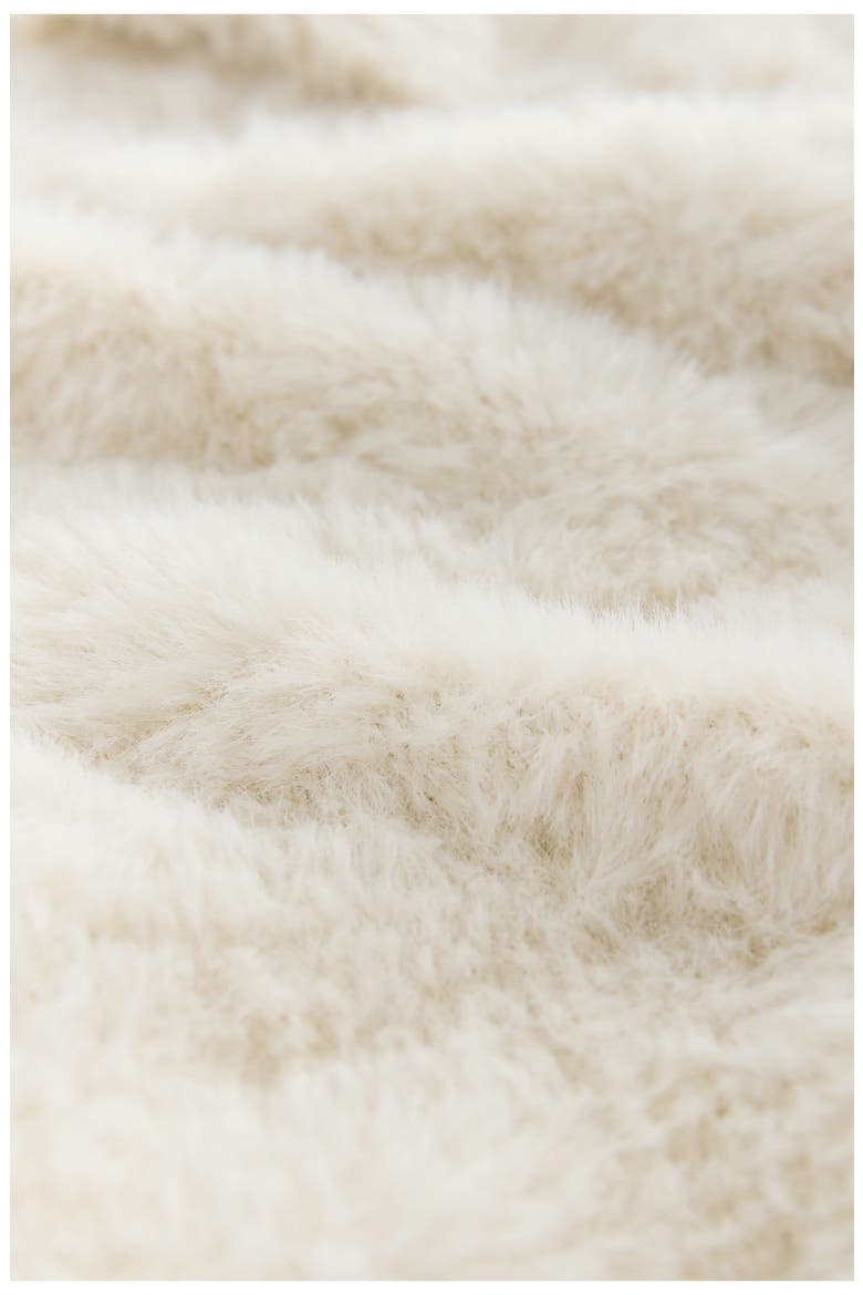 Fluffy Faux Fur Collared Shirt, Alternate, color, ECRU