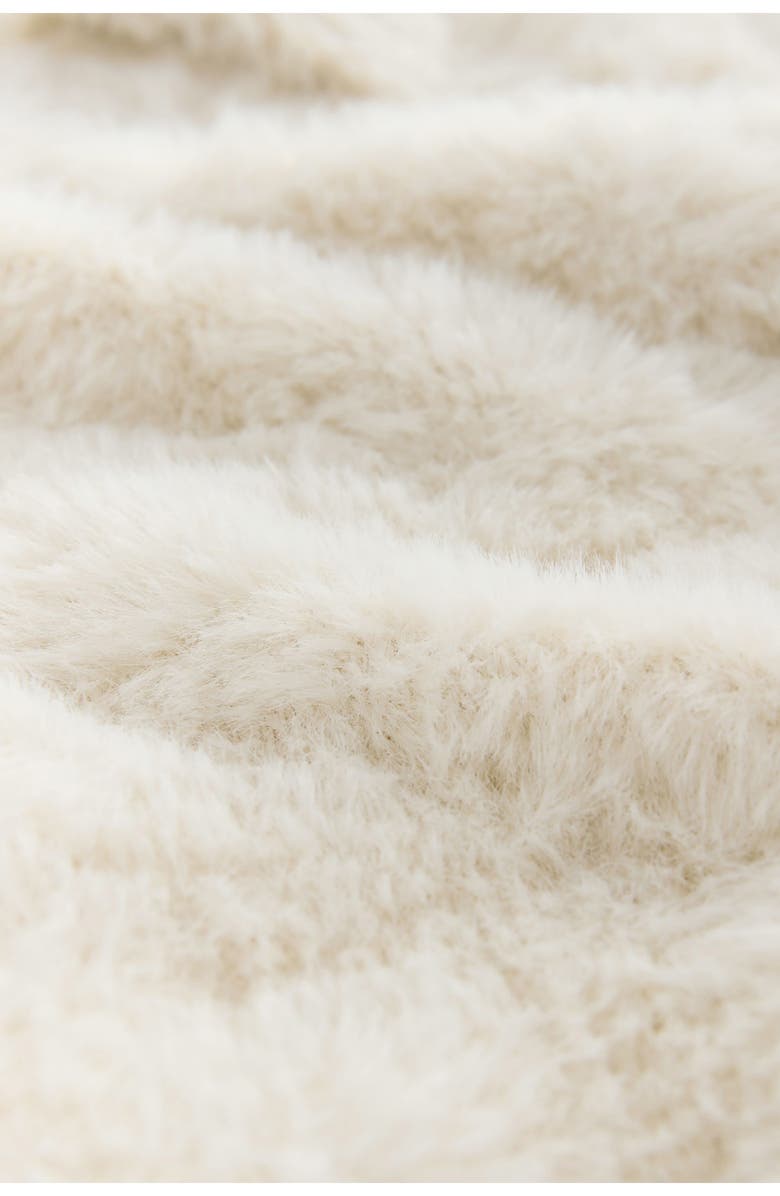 NEXT Fluffy Faux Fur Collared Shirt, Alternate, color, Ecru