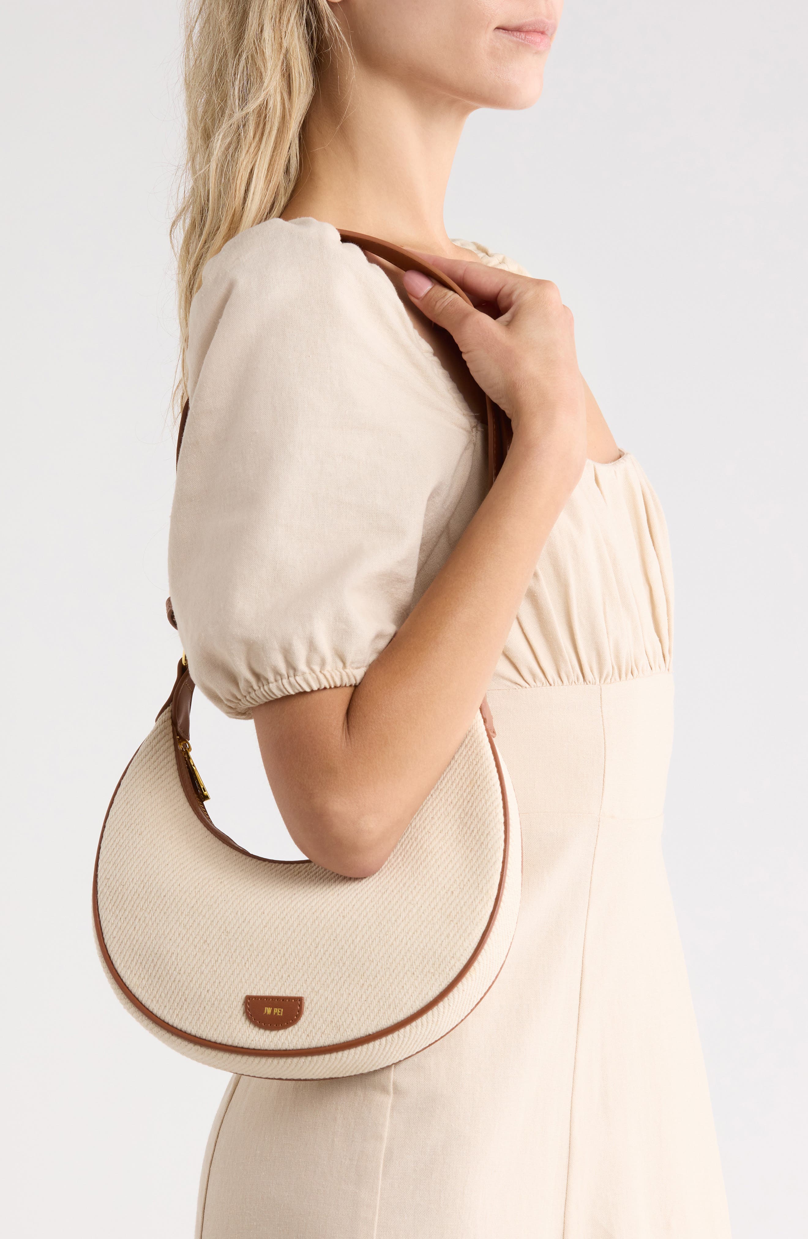 Carly Medium Shoulder Bag, Alternate, color, BROWN CANVAS