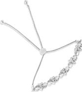 Haus of Brilliance Silver Diamond Accent Interlocking Infinity and Heart Bolo Tennis Bolo Bracelet