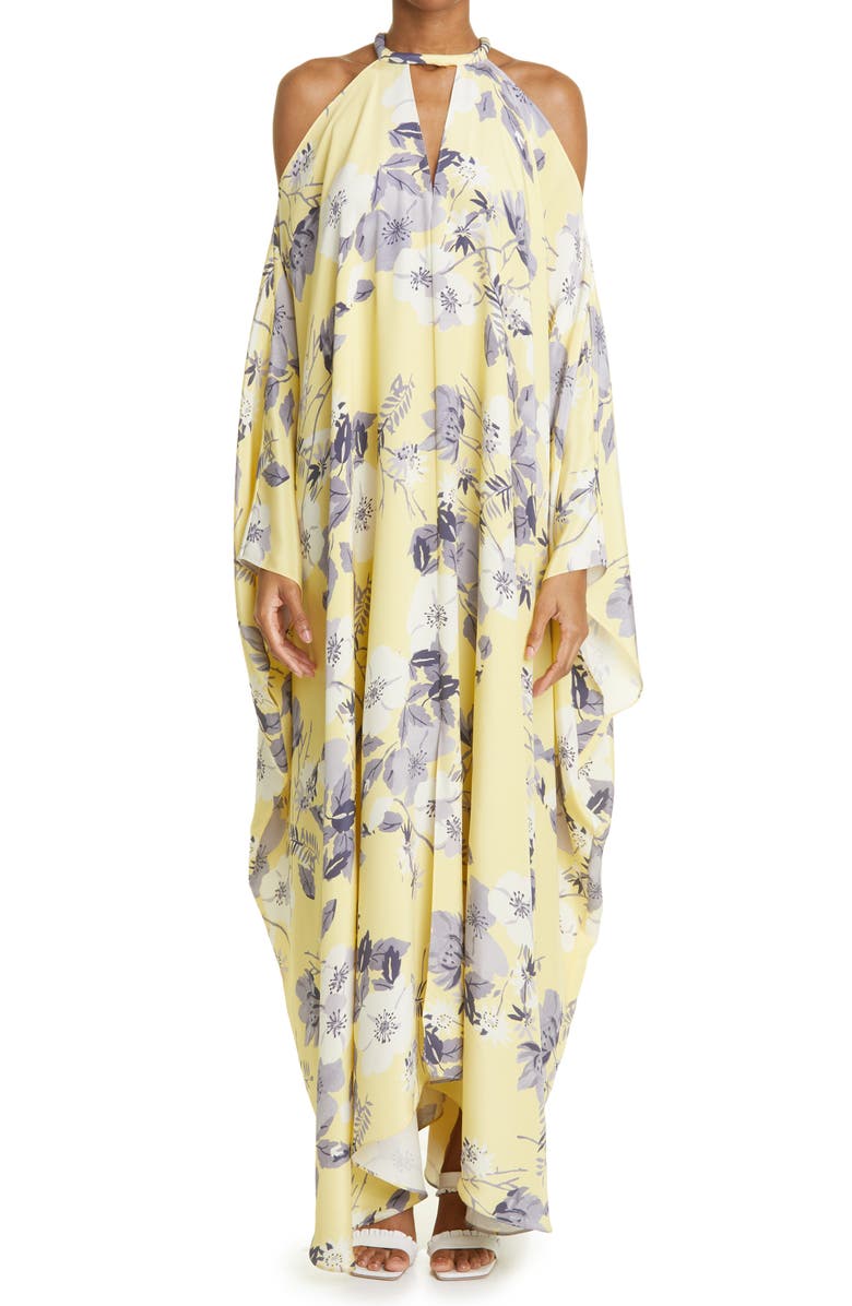 St. John Collection Floral Print Silk Maxi Dress, Main, color, 