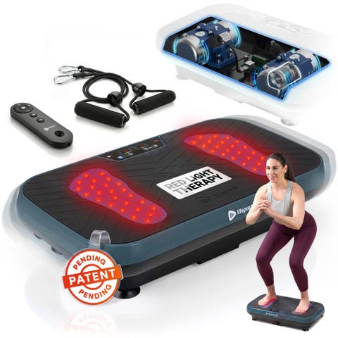 VibraRed Red Light Vibration Plate with Resistance Bands