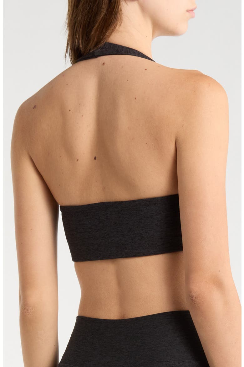 Stretch Halter Sports Bra, Alternate, color, HEATHER BLACK