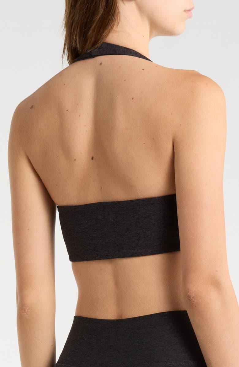 Year of Ours Stretch Halter Sports Bra, Alternate, color, Heather Black