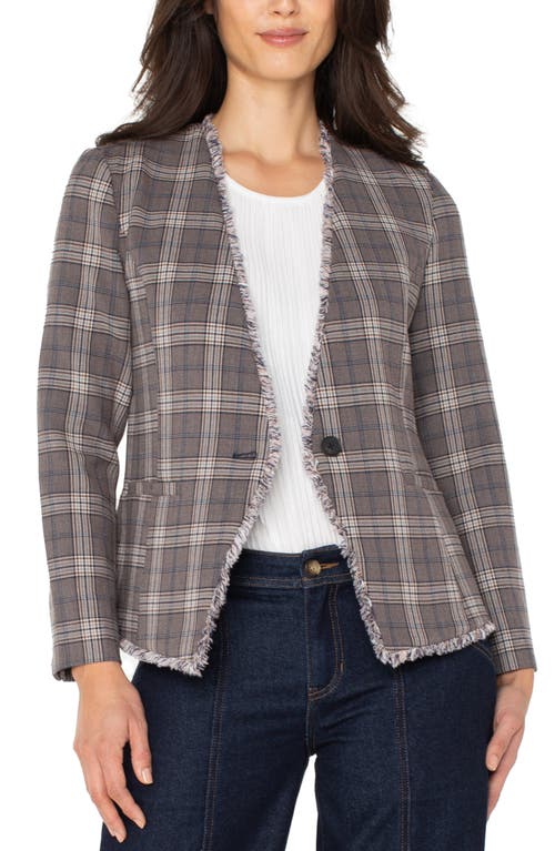 Liverpool Los Angeles Fray One-button Blazer In Brown