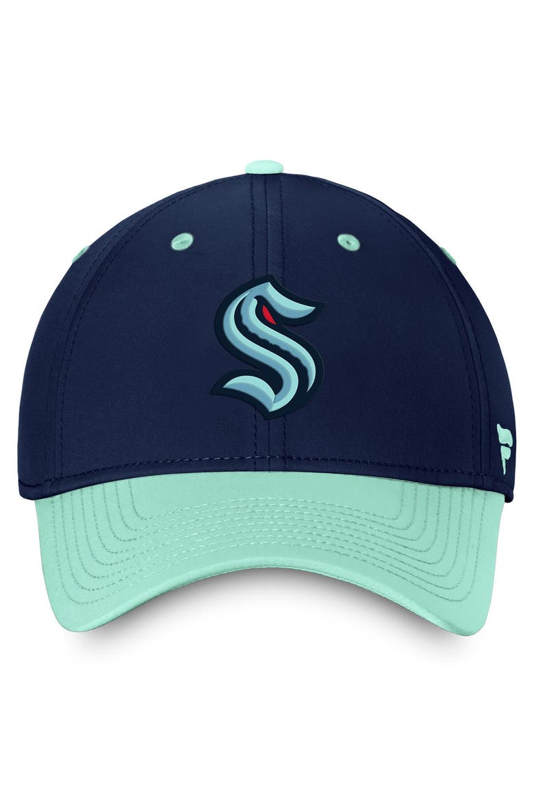 Men's Fanatics Branded  Deep Sea Blue/Light Blue Seattle Kraken Authentic Pro Rink Two-Tone Flex Hat, Alternate, color, Navy