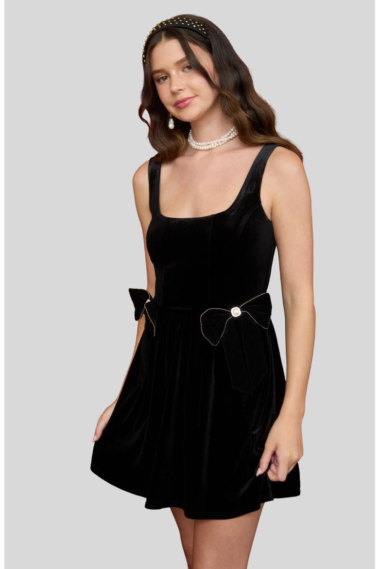 Bow Trim Minidress, Alternate, color, BLACK