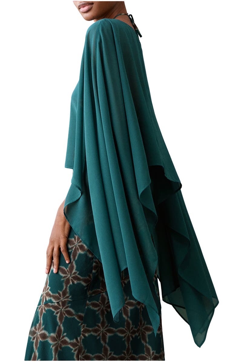 MANGO TEEN Flowing Cape Top, Alternate, color, Petrol Blue