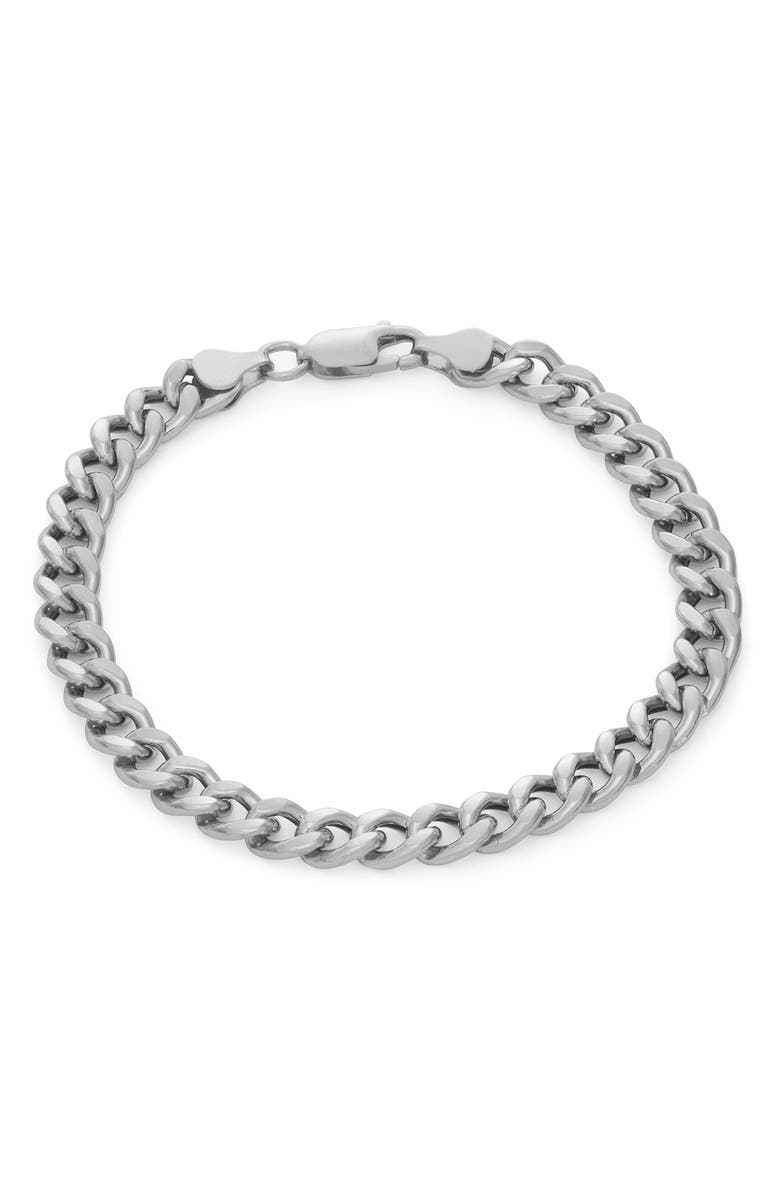 FZN Sterling Silver Curb Chain Bracelet, Main, color, White