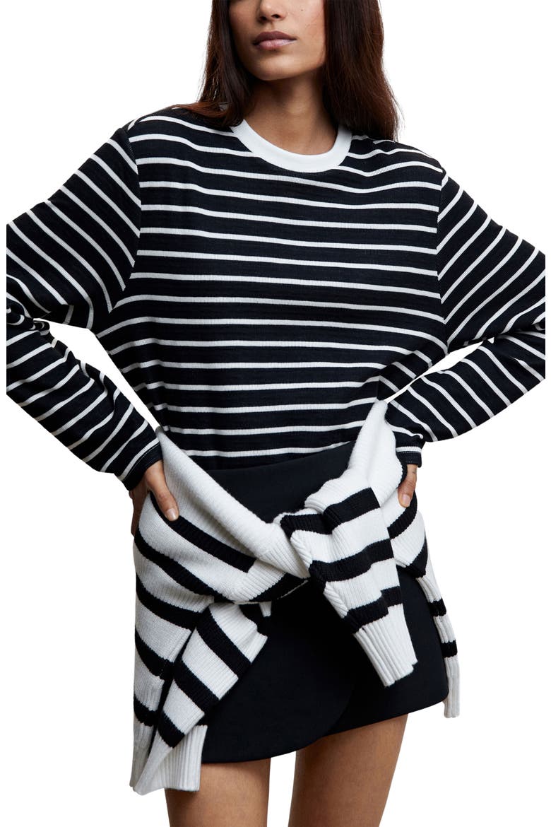 Stripe Cotton Blend Sweatshirt, Main, color, BLACK