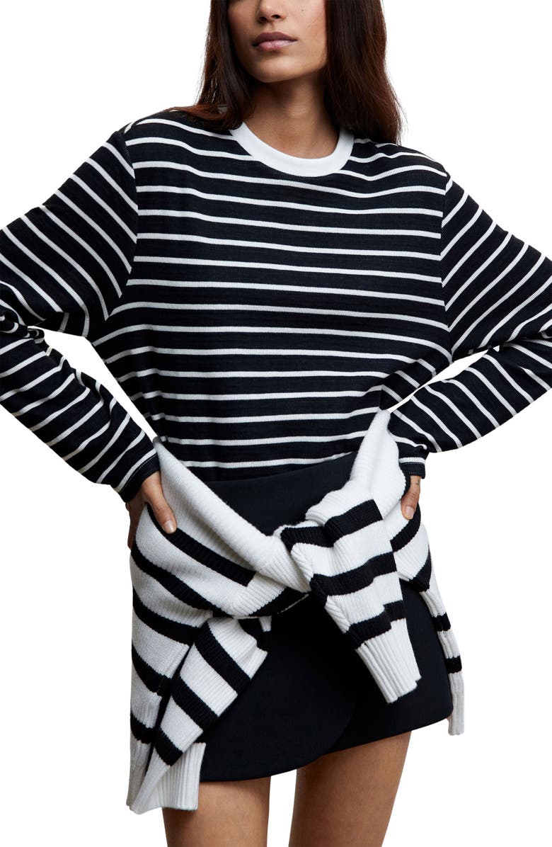 MANGO Stripe Cotton Blend Sweatshirt, Main, color, 