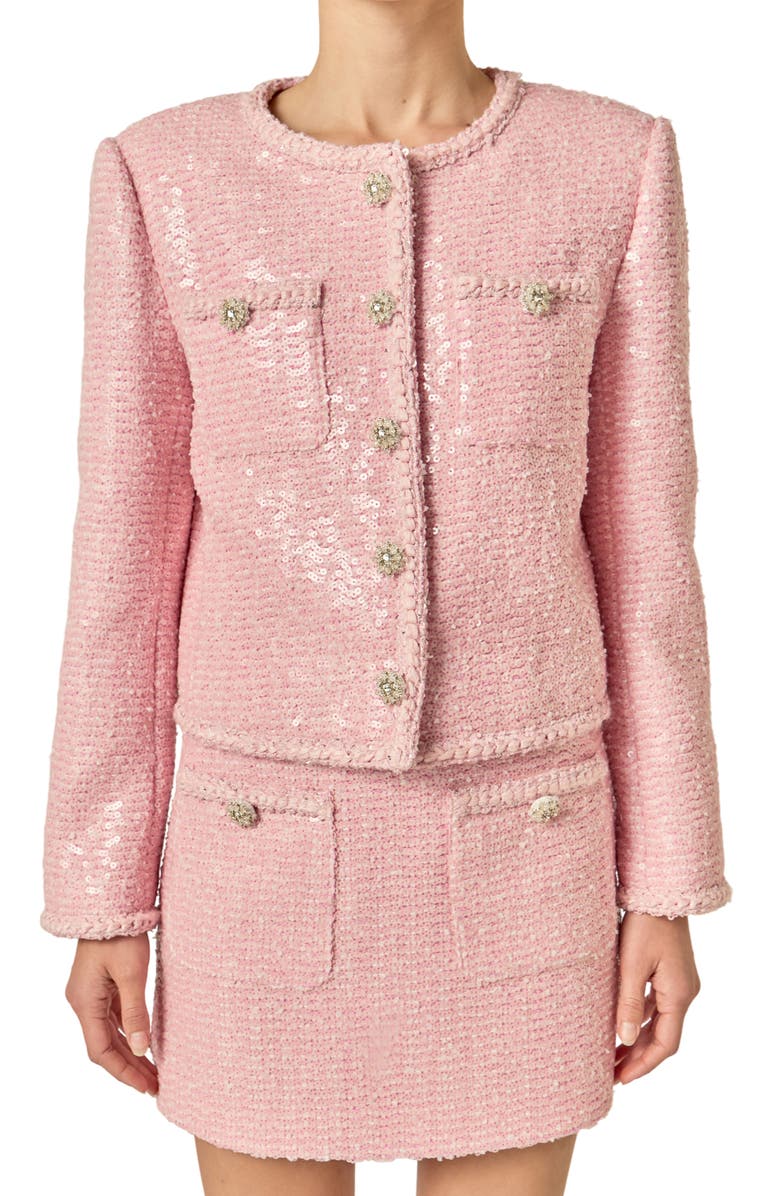 English Factory Sequin Tweed Jacket, Alternate, color, 