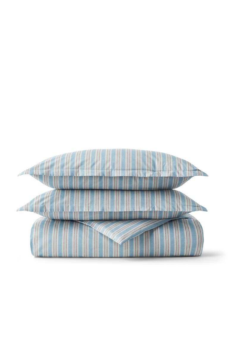 CHRISTY Calder Stripe Cotton Percale Duvet Cover Sets, Main, color, Blue