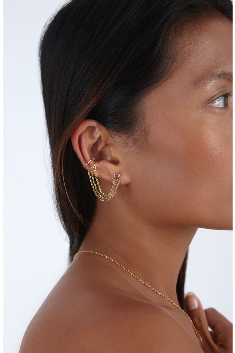 Art Deco Cuff and Stud, Alternate, color, Gold
