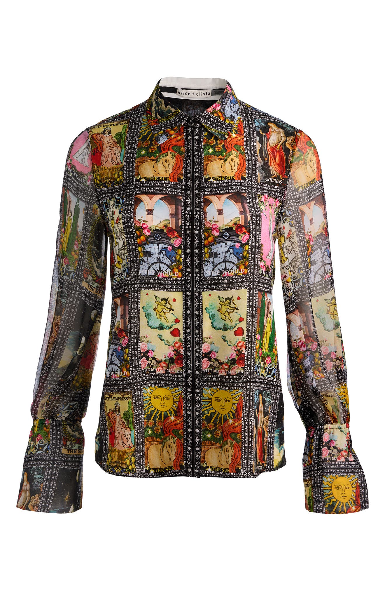 Tarot Card Print Silk Button-Up Shirt (Women) | Nordstrom