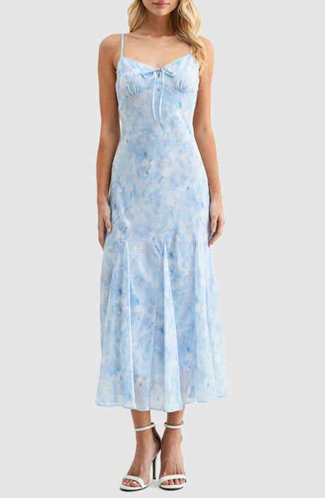 Lush Floral V-Neck Tie Midi Dress