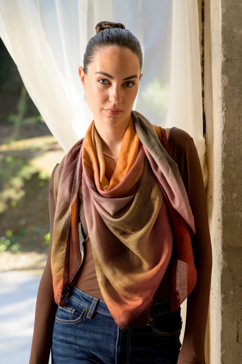 Etna - Modal Silk Scarf Shawl, Alternate, color, Sunset Red