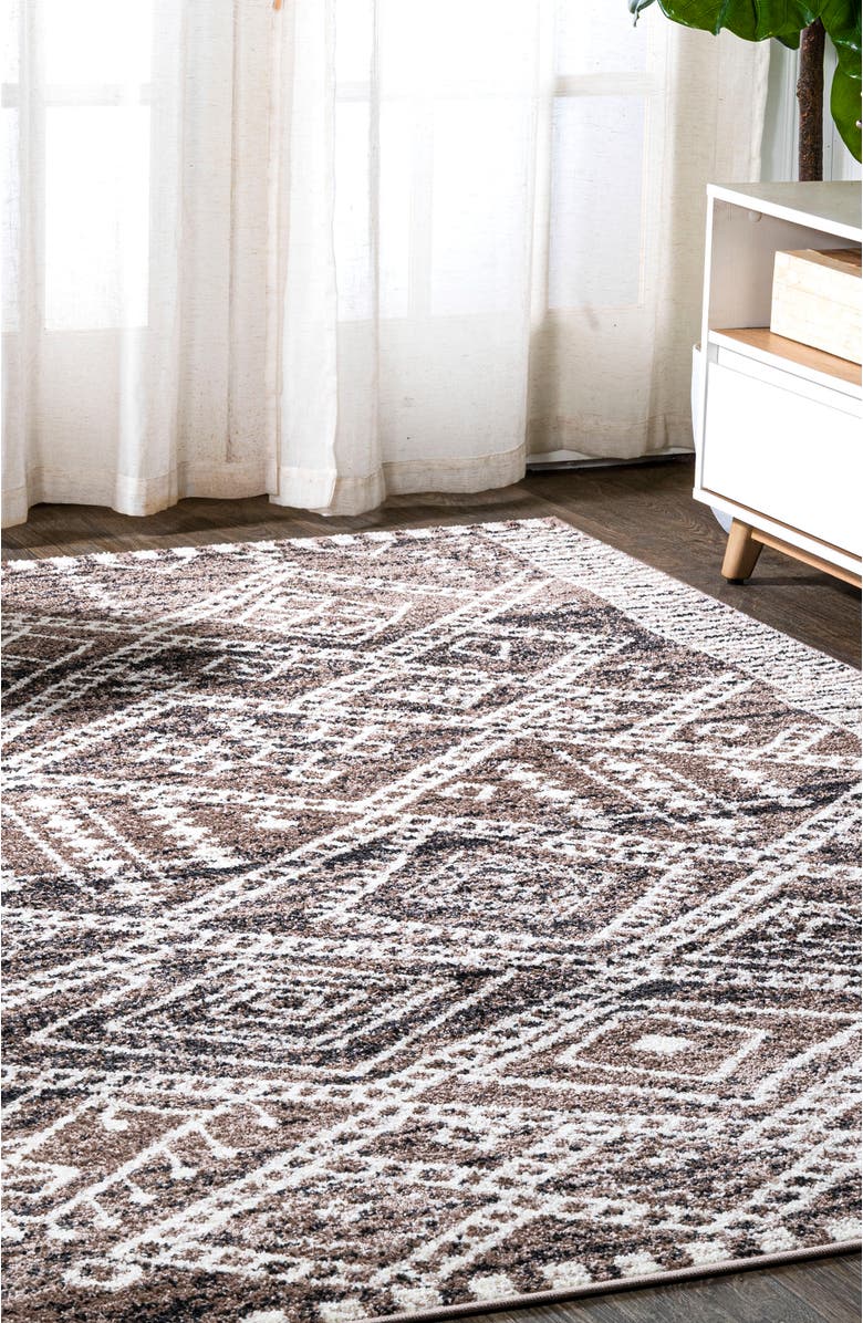 JONATHAN Y Tayri Modern  Geometric Area Rug, Alternate, color, Brown/Ivory