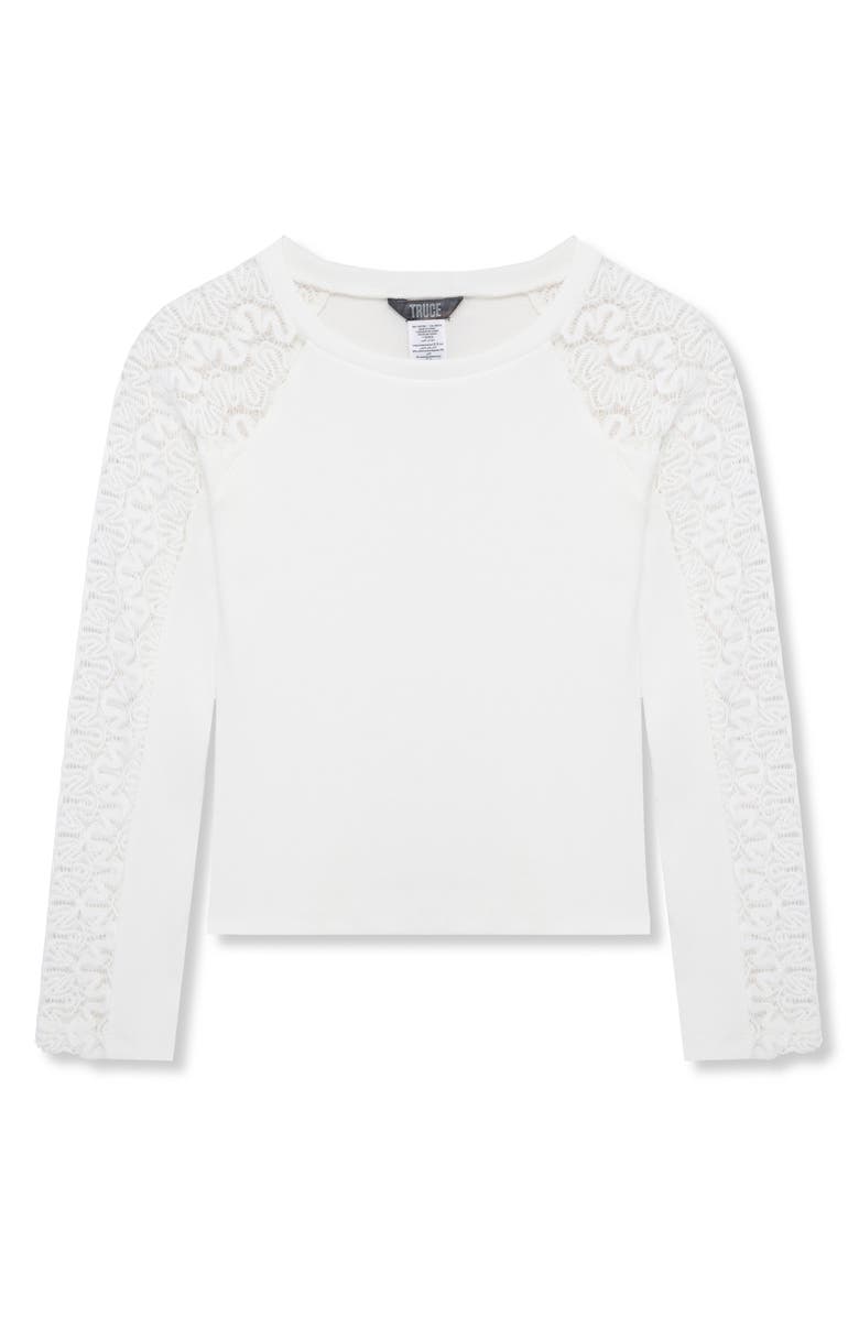 Truce Kids' Lace Sleeve T-Shirt, Main, color, Off-White
