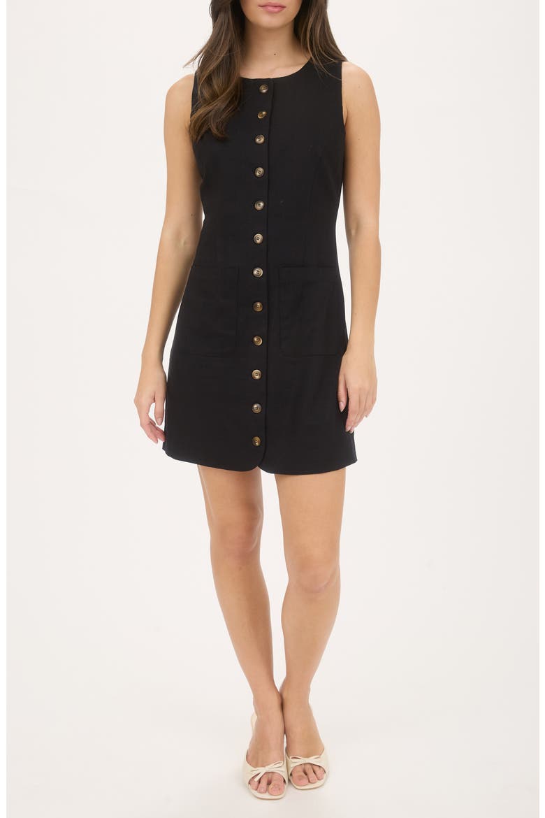 Button Front Minidress, Main, color, BLACK