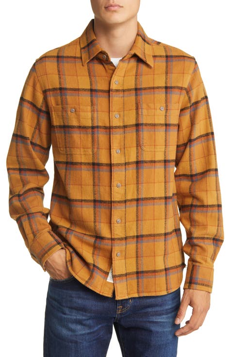 Two-Pocket Long Sleeve Flannel Button-Up Shirt