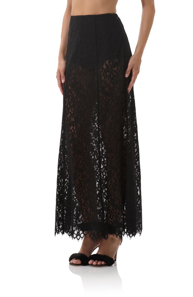 AFRM Oxford Semisheer Lace Maxi Skirt, Alternate, color, Noir