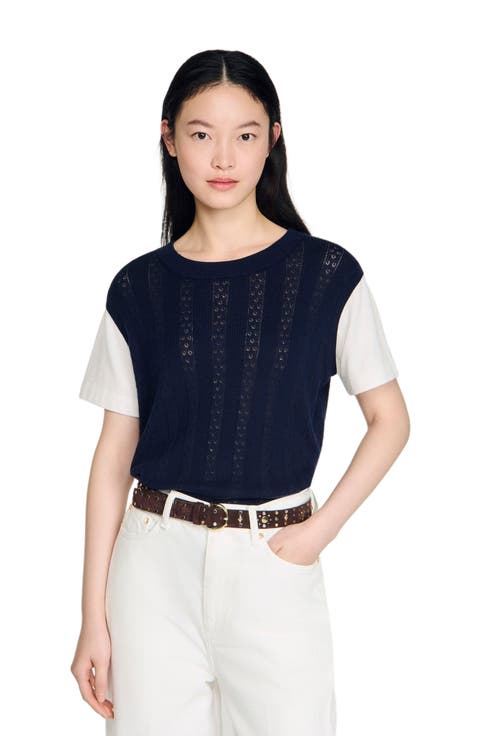 Pointelle knit sweater