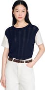 SANDRO Pointelle knit sweater