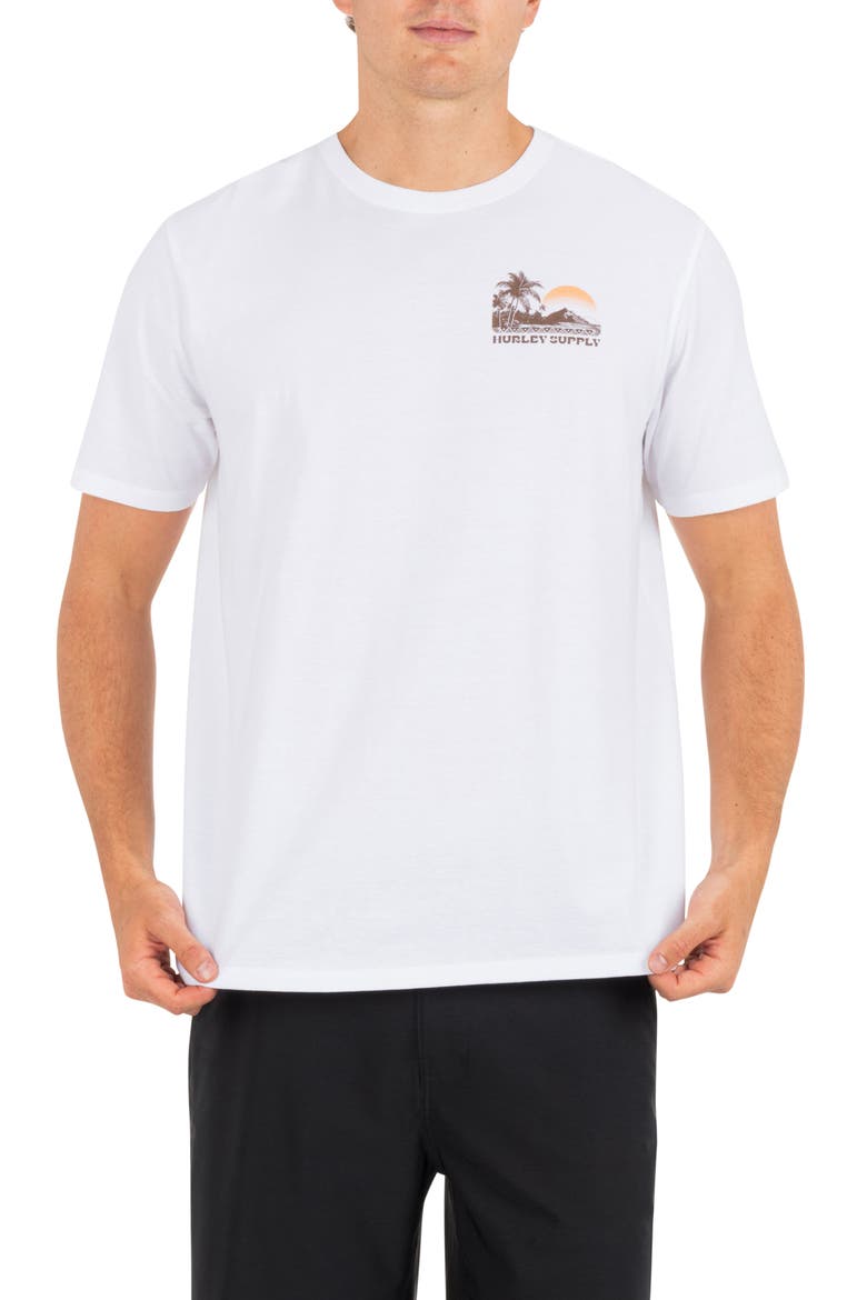 Island Scape Cotton Graphic T-Shirt, Main, color, WHITE