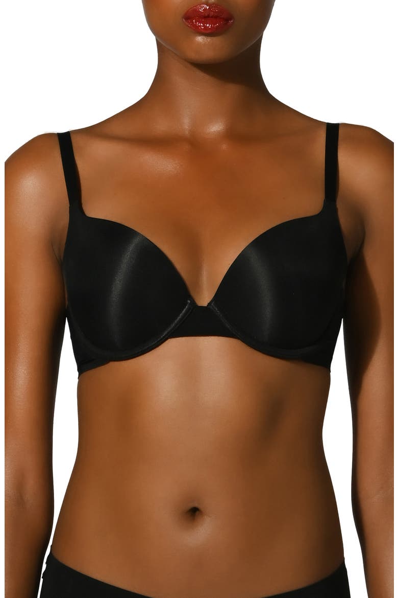 3W Underwire Push-Up Bra, Main, color, BLACK