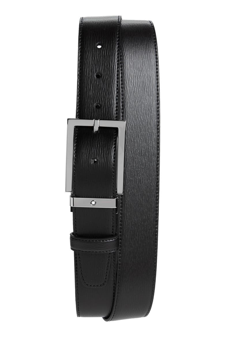 Leather Belt, Main, color, BLACK