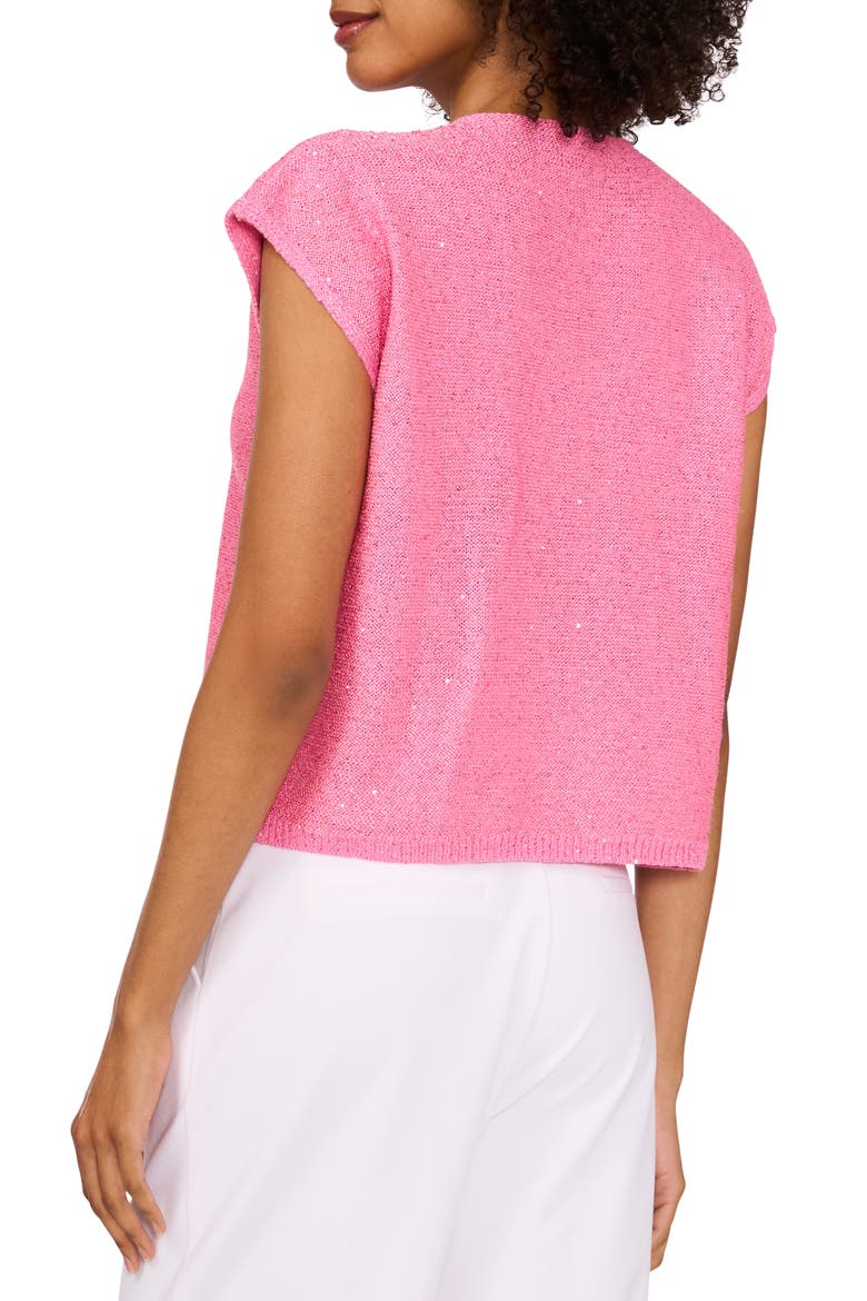 Sequin Accent Short Sleeve Sweater, Alternate, color, BLOOM SHINE