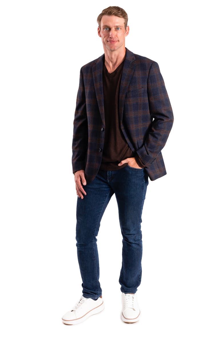 SAVILE ROW CO Navy Plaid Sport Coat, Alternate, color, Navy