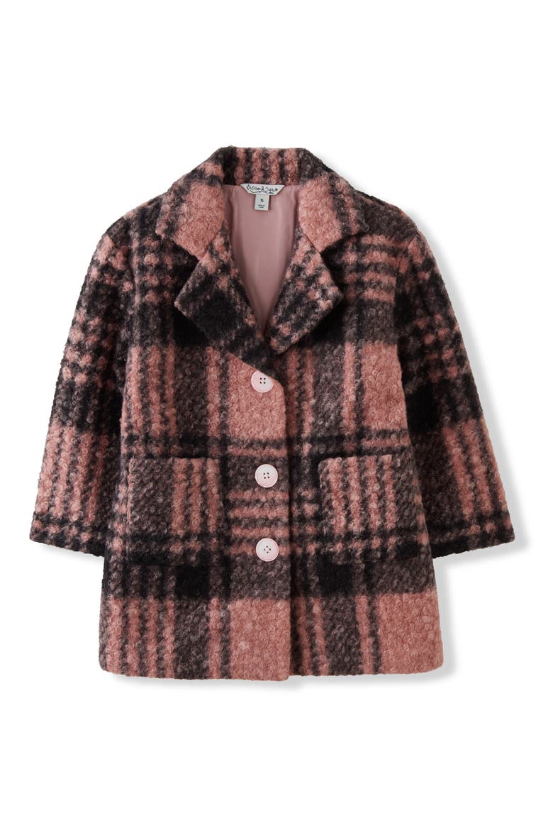Kids' Nicole Oversized Plaid Coat, Main, color, PINK/ BLK
