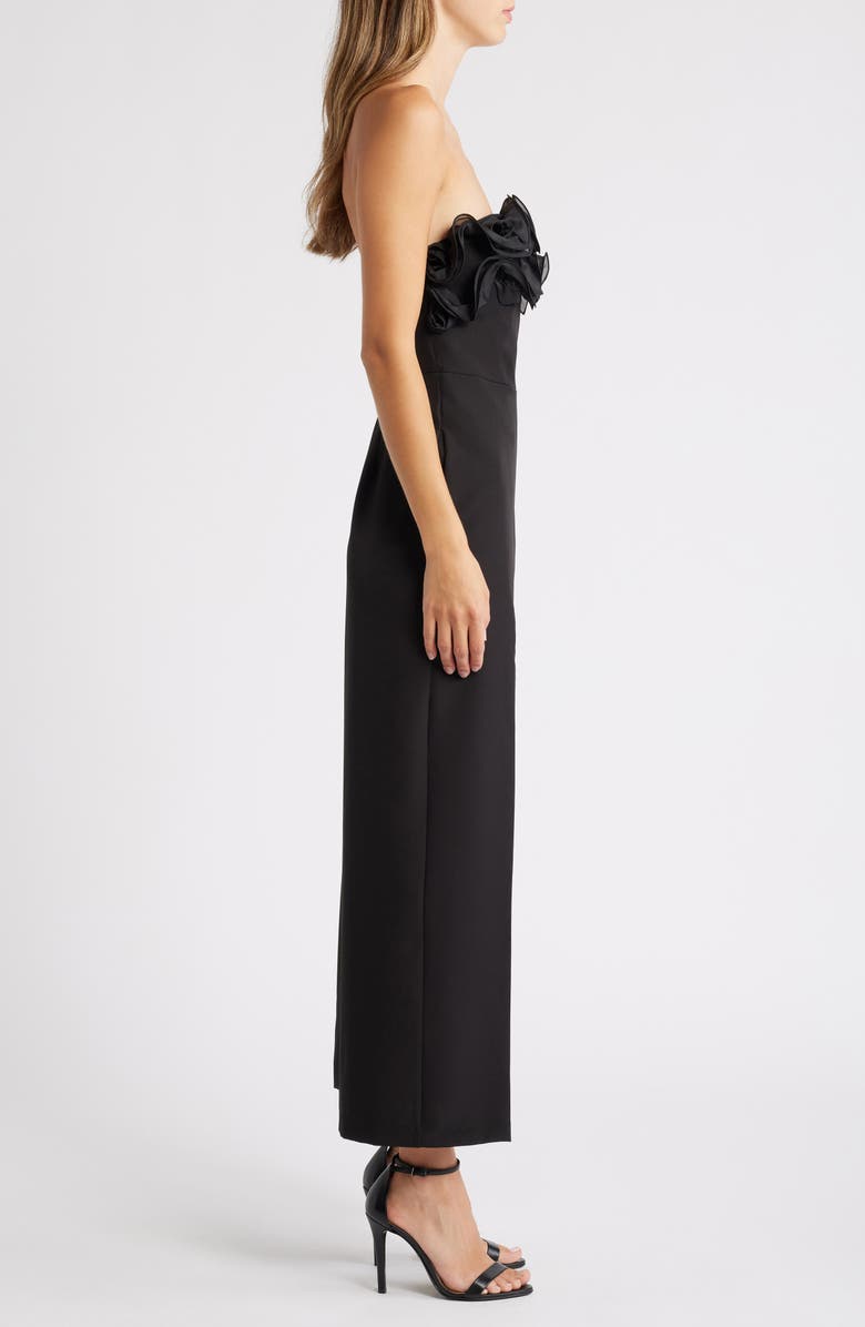Sam Edelman Organza Trim Strapless Jumpsuit, Alternate, color, Black