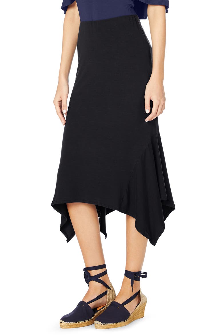 Sharkbite Midi Skirt, Alternate, color, BLACK