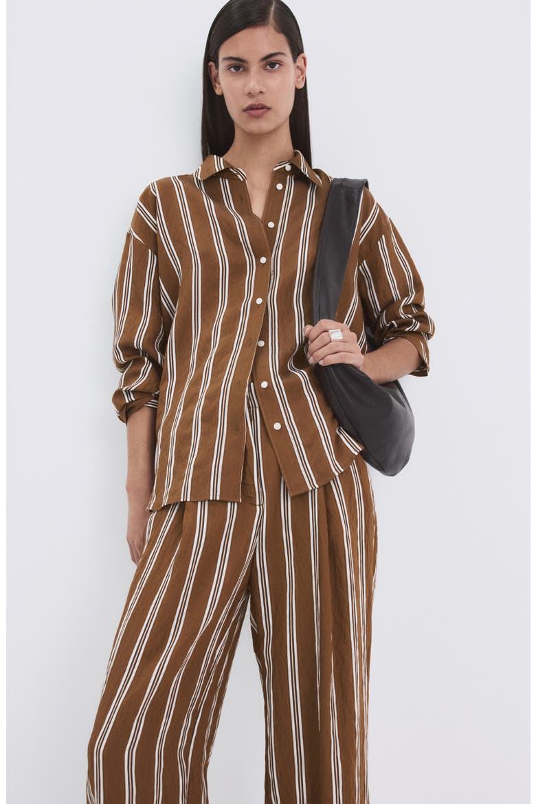 Pantalon Salsi Stripe Straight Leg Pants, Alternate, color, BROWN